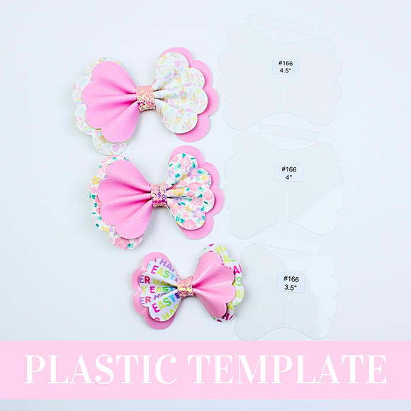 Bow # 166 Plastic Hair Bow Template - Scalloped Pinch Hair Bow Template - Hair Bow Template - Plastic Trace and Cut Template