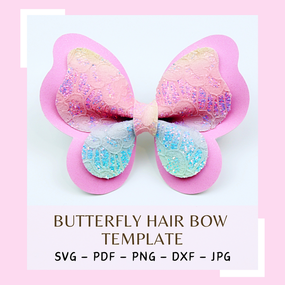 Butterfly Pinch Hair Bow SVG Template - Hair Bow SVG, PDF - Digital Template - Hair Bow Template - Cricut cut file - Silhouette cut file - BOW # 49