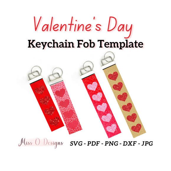 Valentine's Day Keychain Fob SVG - Faux Leather Wrist Fob Template - Key Fob SVG -  Wrist Fob Template - Leather Keychain SVG - Cricut