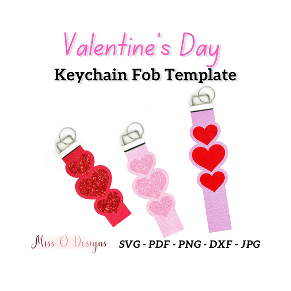 Valentine's Day Keychain Fob SVG - Faux Leather Wrist Fob Template - Key Fob SVG -  Wrist Fob Template - Leather Keychain SVG - Cricut