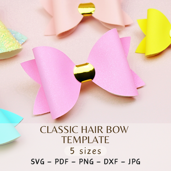 Classic Hair Bow Template - 5 sizes - SVG PDF DXF - Digital Template - Hair Bow Template - Cricut cut file - Silhouette cut file - BOW # 3