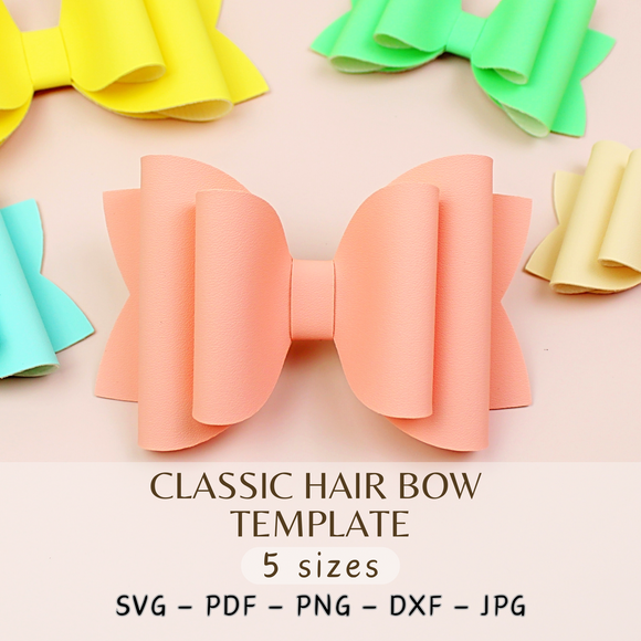 Classic Hair Bow Template - 5 sizes - SVG PDF DXF - Digital Template - Hair Bow Template - Cricut cut file - Silhouette cut file - Bow # 12