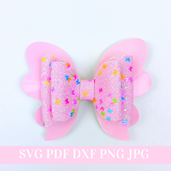 Butterfly Hair Bow SVG Template - Hair Bow SVG, PDF - Digital Template - Hair Bow Template - Cricut cut file - Silhouette cut file - BOW #143