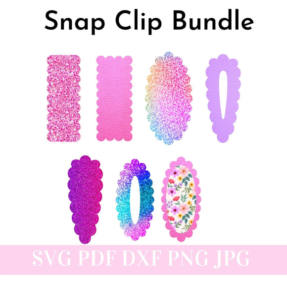Snap Clip Bundle SVG - Scalloped Snap Clip SVG, PDF - Digital Template - Snap Clip Template - Cricut cut file - Silhouette cut file
