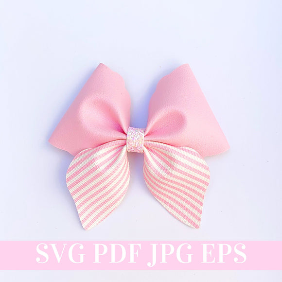 Sailor Pinch Hair Bow SVG - Scalloped Pinch Hair Bow SVG, PDF - Digital Template - Hair Bow Template - Cricut cut file - Silhouette cut file