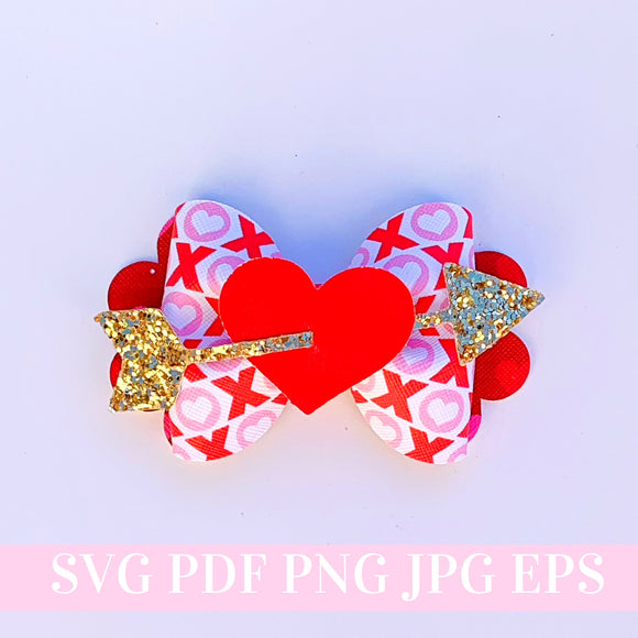 Valentine's Day Hair Bow SVG - Valentines Hair Bow SVG, PDF - Digital Template - Hair Bow Template - Cricut cut file - Silhouette cut file