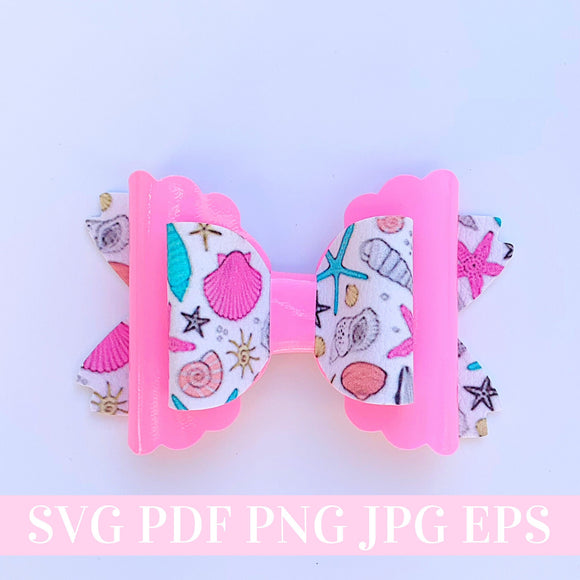 Scalloped Hair Bow Template SVG - Hair Bow SVG, PDF - Digital Template - Hair Bow Template - Cricut cut file - Silhouette cut file