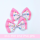 Pinch Hair Bow Template SVG - Hair Bow SVG, PDF - Digital Template - Hair Bow Template - Cricut cut file - Silhouette cut file - BOW # 163