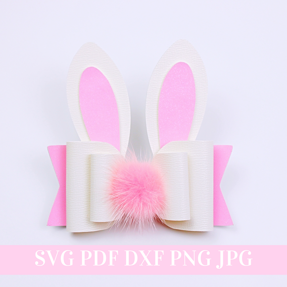 Easter Hair Bow Template SVG - Easter Bunny Hair Bow SVG, PDF - Digital Template - Hair Bow Template - Cricut cut file - Silhouette cut file - Bow # 87