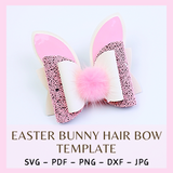 Bunny Hair Bow Template SVG - Easter Hair Bow SVG, PDF - Digital Template - Hair Bow Template - Cricut cut file - BOW # 153