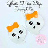 Cute Ghost Hair Clip SVG Template - Halloween Snap Clip SVG, PDF - Digital Template  - Snap Clip - Cricut cut file - Silhouette cut file