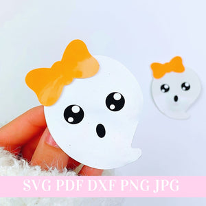 Cute Ghost Hair Clip SVG Template - Halloween Snap Clip SVG, PDF - Digital Template  - Snap Clip - Cricut cut file - Silhouette cut file