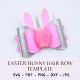 Easter Hair Bow Template SVG - Easter Bunny Hair Bow SVG, PDF - Digital Template - Hair Bow Template - Cricut cut file - Silhouette cut file - BOW # 72