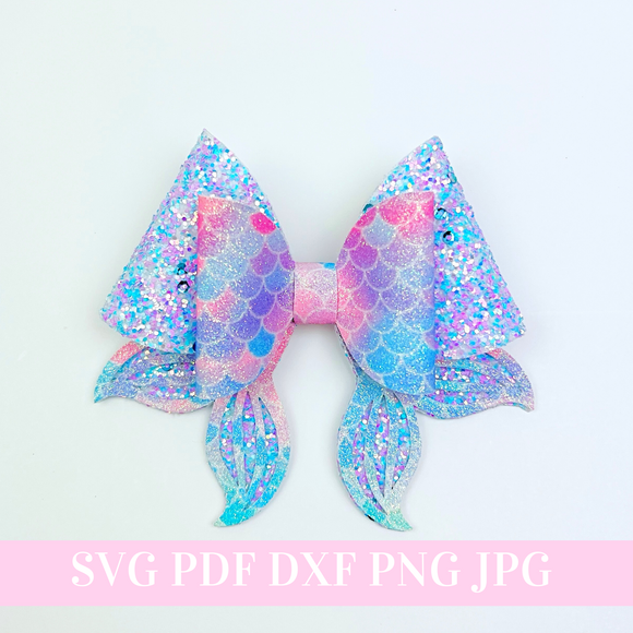 Mermaid Hair Bow Template SVG - Hair Bow SVG, PDF - Digital Template - Hair Bow Template - Cricut cut file - Silhouette cut file