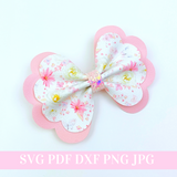 Scalloped Pinch Hair Bow SVG - Hair Bow Template SVG, PDF - Digital Template - Hair Bow Template - Cricut cut file - Silhouette cut file