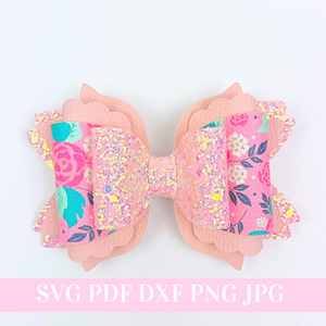 Hair Bow SVG Template - Hair Bow SVG, PDF - Digital Template - Hair Bow Template - Cricut cut file - Silhouette cut file