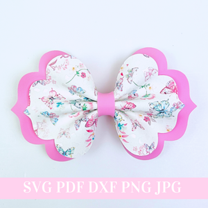 Peony Hair Bow Template SVG - Hair Bow SVG, PDF - Digital Template - Hair Bow Template - Cricut cut file - Silhouette cut file