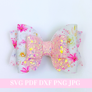 Double Hair Bow Template SVG - Hair Bow SVG, PDF - Digital Template - Hair Bow Template - Cricut cut file - Silhouette cut file