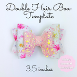 Double Hair Bow Template SVG - Hair Bow SVG, PDF - Digital Template - Hair Bow Template - Cricut cut file - Silhouette cut file