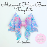 Mermaid Hair Bow Template SVG - Hair Bow SVG, PDF - Digital Template - Hair Bow Template - Cricut cut file - Silhouette cut file