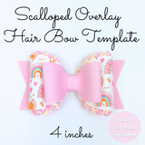 Scalloped Overlay Hair Bow Template SVG - Hair Bow SVG, PDF - Digital ...