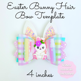 Bunny Hair Bow Template SVG - Easter Hair Bow SVG, PDF - Digital Template - Hair Bow Template - Cricut cut file - BOW # 126