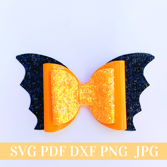 Bat Hair Bow Template SVG - Halloween Hair Bow SVG, PDF - Digital Template - Hair Bow Template - Cricut cut file - Silhouette cut file - BOW # 32