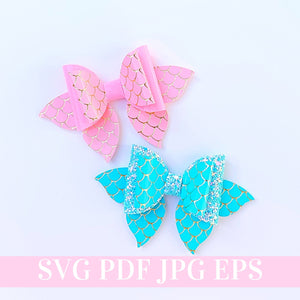 Mermaid Hair Bow Template SVG - Hair Bow SVG, PDF - Digital Template - Hair Bow Template - Cricut cut file - Silhouette cut file