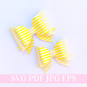 Classic Hair Bow Template SVG - 2 sizes - Hair Bow SVG, PDF - Digital Template - Hair Bow Template - Cricut cut file - Silhouette cut file