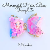 Mermaid Hair Bow Template SVG - 2 styles - Hair Bow SVG, PDF - Digital Template - Hair Bow Template - Cricut cut file - Silhouette cut file