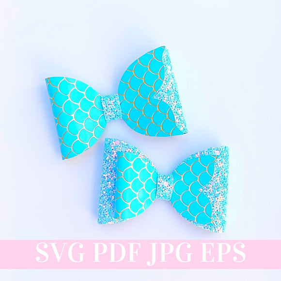 Mermaid Hair Bow Template SVG - 2 Styles - Hair Bow SVG, PDF - Digital Template - Hair Bow Template - Cricut cut file - Silhouette cut file