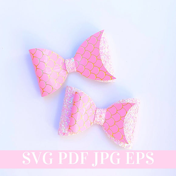 Mermaid Hair Bow Template SVG - 2 Styles - Hair Bow SVG, PDF - Digital Template - Hair Bow Template - Cricut cut file - Silhouette cut file