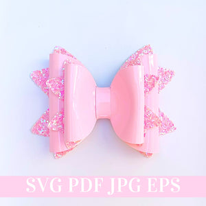 Double Hair Bow Template SVG - Hair Bow SVG, PDF - Digital Template - Hair Bow Template - Cricut cut file - Silhouette cut file