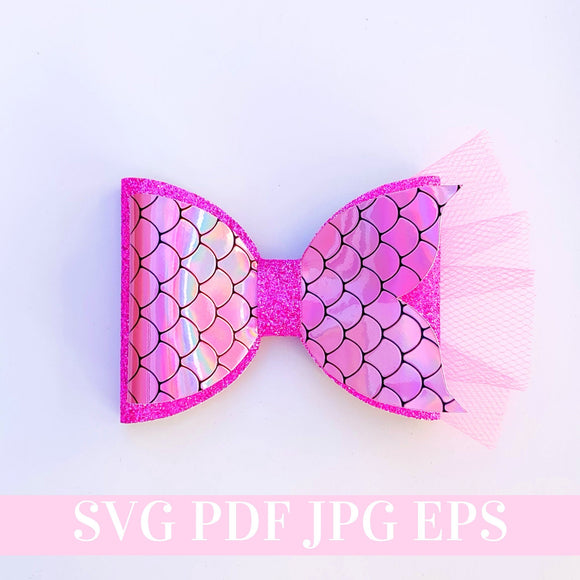 Mermaid Hair Bow Template SVG - Hair Bow SVG, PDF - Digital Template - Hair Bow Template - Cricut cut file - Silhouette cut file