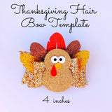 Thanksgiving Hair Bow Template - Thanksgiving Hair Bow SVG PDF - Turkey Hair Bow SVG - Hair Bow Template - Cricut cut file -  Silhouette