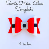 Santa Hair Bow SVG - Christmas Hair Bow SVG, PDF - Digital Template - Hair Bow Template - Cricut cut file - Silhouette