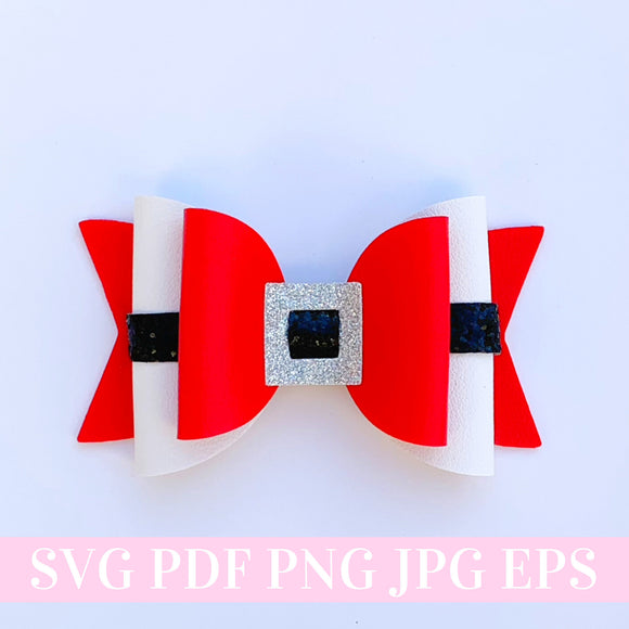 Santa Hair Bow SVG - Christmas Hair Bow SVG, PDF - Digital Template - Hair Bow Template - Cricut cut file - Silhouette