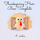 Thanksgiving Hair Bow Template - Thanksgiving Hair Bow SVG PDF - Turkey Hair Bow SVG - Hair Bow Template - Cricut cut file -  Silhouette