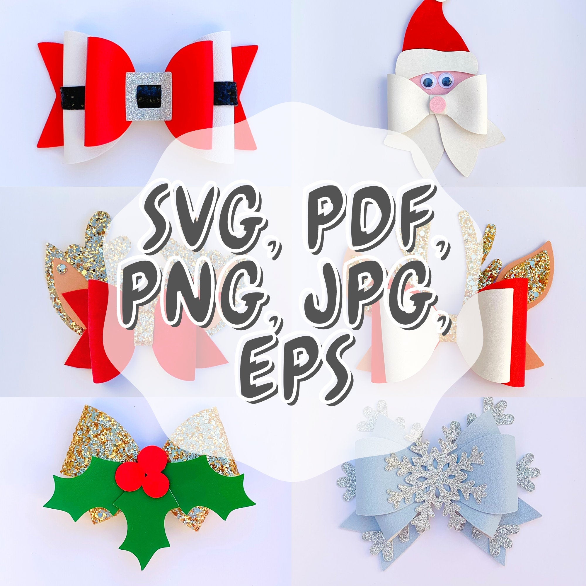 Christmas Hair Bow SVG, PDF - Christmas Hair Bow Template Bundle - Dig –  Miss O Designs