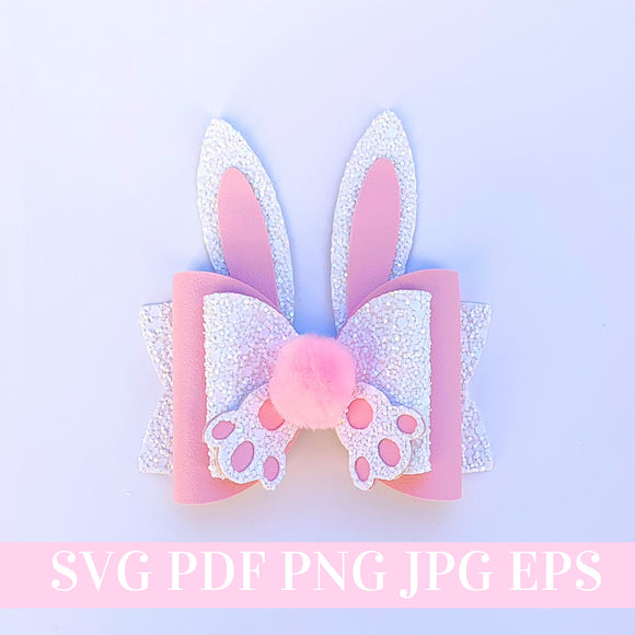 Easter Hair Bow Template SVG - Easter Bunny Hair Bow SVG, PDF - Digital Template - Hair Bow Template - Cricut cut file - Silhouette cut file