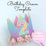 Birthday Crown Template SVG - Digital Template - Birthday Crown Hair Clip - Princess Crown Cricut Cut Files - Birthday Crown DIY - Cricut