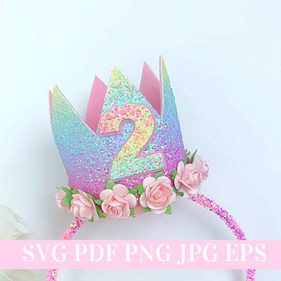 Birthday Crown Template SVG - Digital Template - Birthday Crown Hair Clip - Princess Crown Cricut Cut Files - Birthday Crown DIY - Cricut