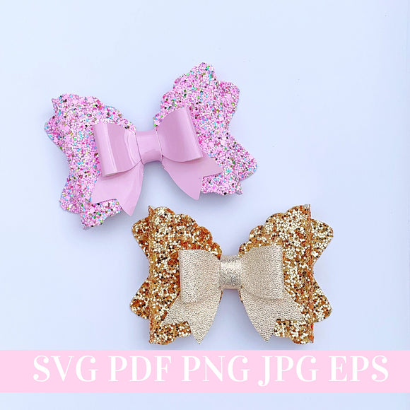 Double Hair Bow Template SVG - Hair Bow SVG, PDF - Digital Template - Hair Bow Template - Cricut cut file - Silhouette cut file