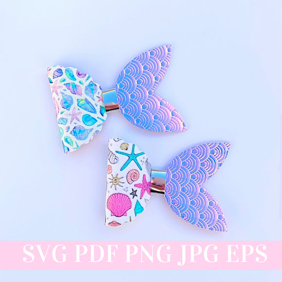 Mermaid Hair Bow Template SVG - Hair Bow SVG, PDF - Digital Template - Hair Bow Template - Cricut cut file - Silhouette cut file