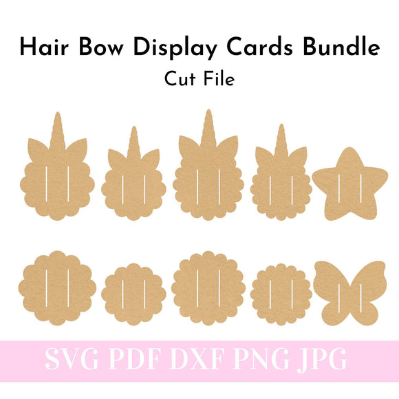 Hair Bow Display Card SVG Bundle, Display Cards Bundle SVG, Bow Display Template SVG, Silhouette Cut Files, Cricut Cut Files