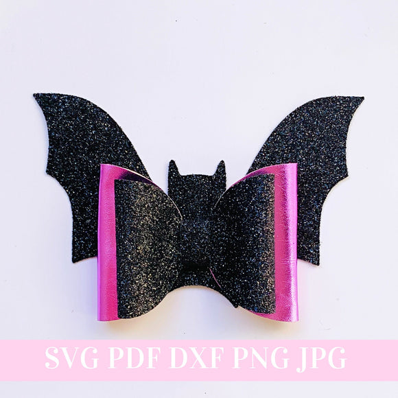 Bat Hair Bow Template SVG - Halloween Hair Bow SVG, PDF - Digital Template - Hair Bow Template - Cricut cut file - Silhouette cut file