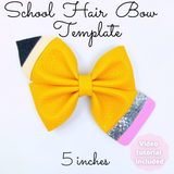 School Hair Bow Template SVG - Pencil Hair Bow SVG, PDF - Digital Template - Snap Clip Template - Cricut cut file - BOW #144